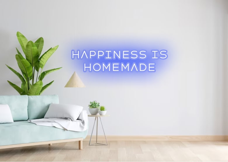 HappinessisHomemade - Blue | Blue Home Decor Neon Signs | Blue Living Room Neon Signs | OMGNeon.com
