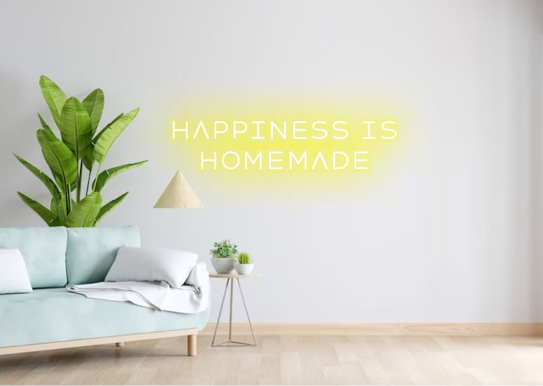 HappinessisHomemade - Yellow | Yellow Home Decor Neon Signs | Yellow Living Room Neon Signs | OMGNeon.com