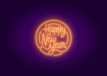 Happy New Year in Circle Neon Signs