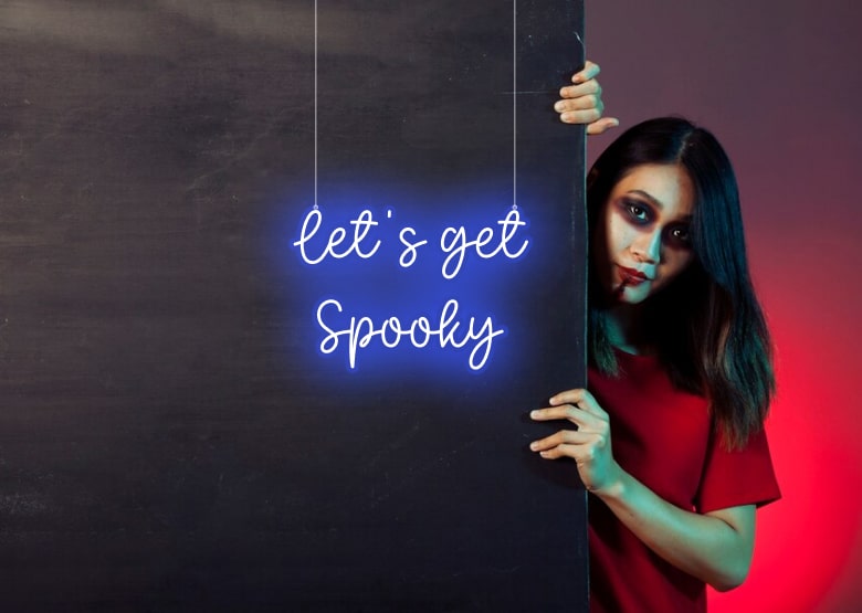 Letsgetspooky - Blue| Blue Halloween Neon Signs | Blue Spooky Neon Signs | OMGNeon.com