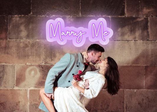 Marry Me Love & Romance Neon Sign Purple Color | OMG Neon