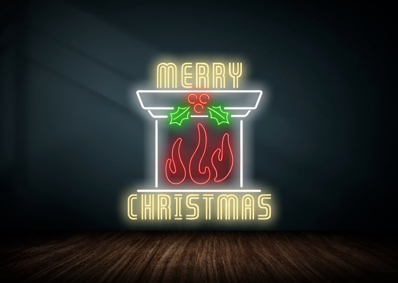 Merry Christmas Fireplace Neon Sign | omgneon.com