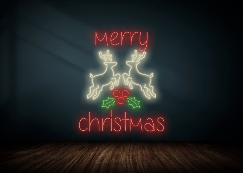 Merry Christmas Reindeer Neon Sign 