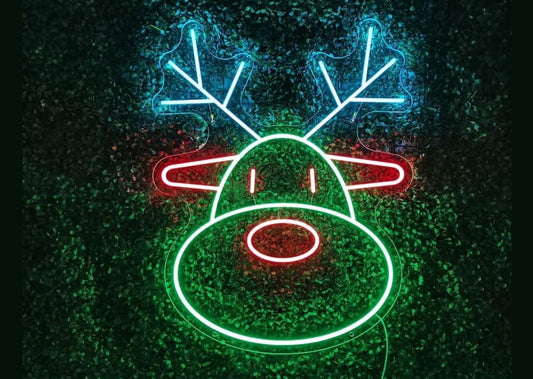 Merry Christmas Reindeer Bell Neon Sign | omgneon.com