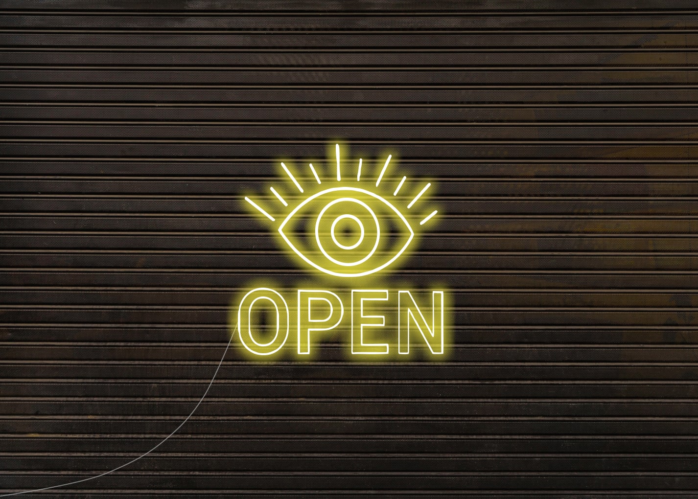 Open Neon Signs with Eye Open