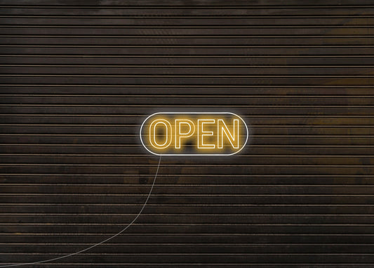 Open Neon Signs in Oval