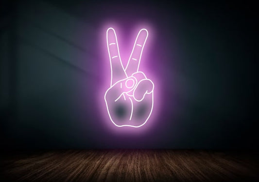 Peace Sign Neon Light | Victory Sign Neon Light | OMGNeon.com