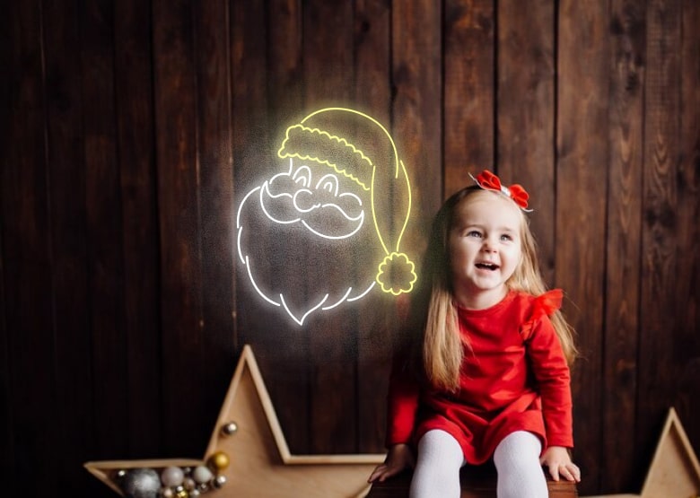 Santa Face Neon Sign | Kid's Santa