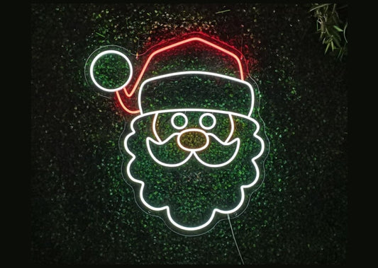 Santa Face with Red Cap Neon Sign