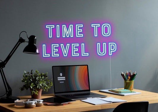 TIME TO LEVEL UP - Gamer's Neon Sign